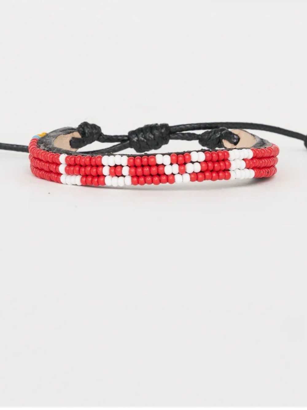 Red and White Beaded Bracelet